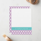 Lilac & Aqua Ribbon Polka Dots Monogram Note Card Mitteilungskarte (Vorderseite/Rückseite Beispiel)