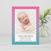 Lilac Aquamarin Gradient Mermaid Birth Ankündigung (Stehend Vorderseite)