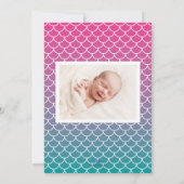 Lilac Aquamarin Gradient Mermaid Birth Ankündigung (Rückseite)