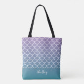 Lilac Aquamarin Gradient Mermaid Fishscale Tasche (Rückseite)