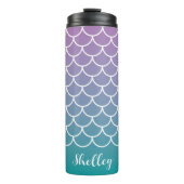 Lilac Aquamarin Gradient Mermaid Fishscale Thermosbecher (Vorderseite)