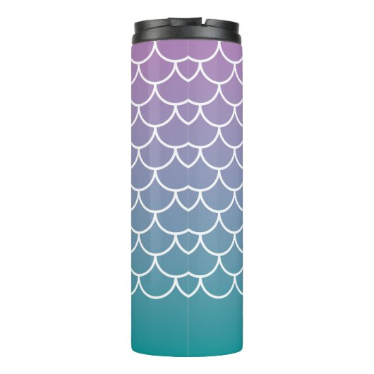 Lilac Aquamarin Gradient Mermaid Fishscale Thermosbecher (Rückseite)