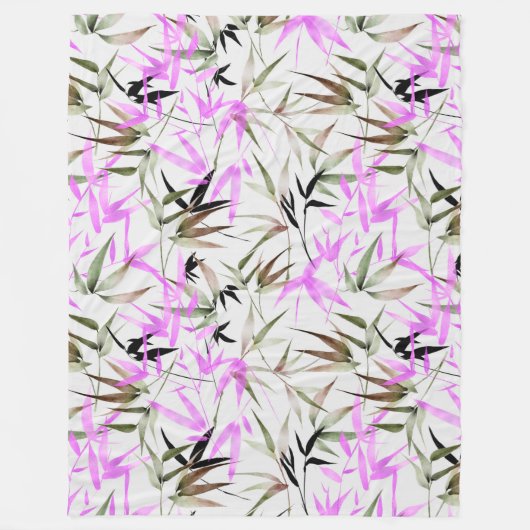 Lilac Aquarell-Blätter Fleecedecke (Vorderseite)