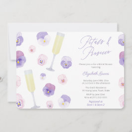 Lilac-Aquarell-Petalen und Prosecco-Brautparty Einladung