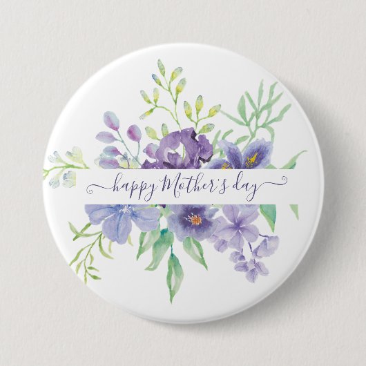 Lilac Aquarellblume personalisiert Button (Vorderseite)