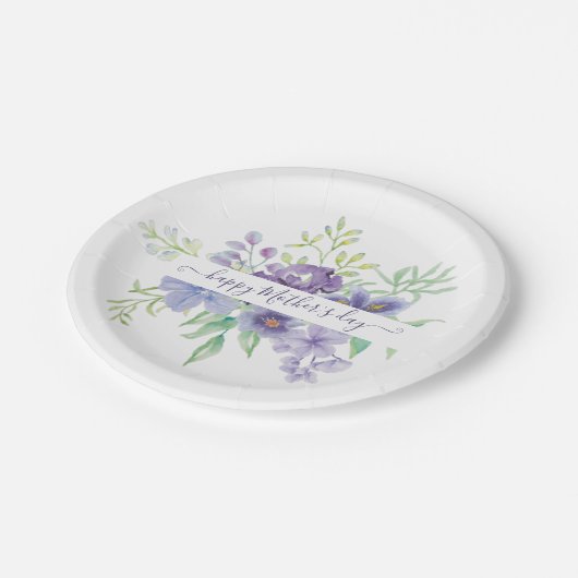 Lilac Aquarellblume personalisiert Pappteller (Schrägansicht)