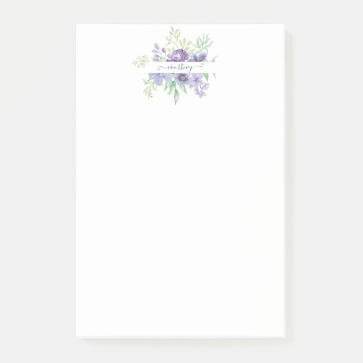 Lilac Aquarellblume personalisiert Post-it Klebezettel (Vorderseite)
