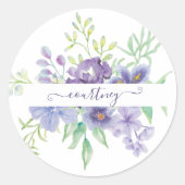 Lilac Aquarellblume personalisiert Runder Aufkleber (Vorderseite)