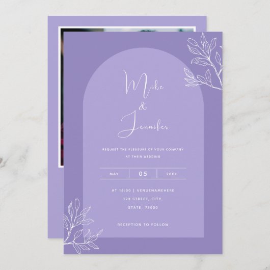 Lilac Arch Botanischer Lavendel Boho QR Code Moder Einladung (Vorne/Hinten)