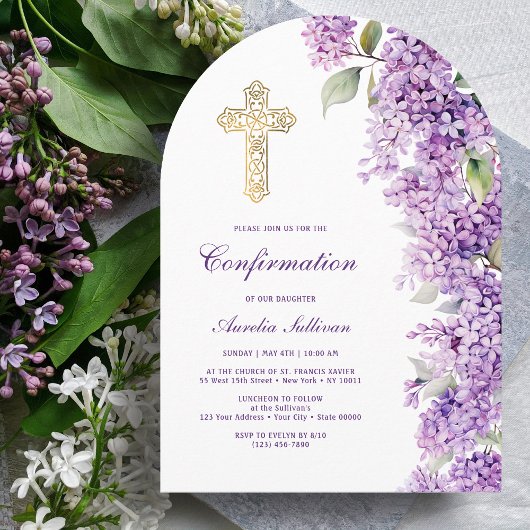 Lilac Arch Confirmation Einladung