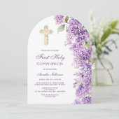 Lilac Arch First Communion Invitation Einladung (Stehend Vorderseite)