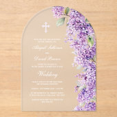Lilac Arch Wedding Acryleinladungen (Vorderseite)