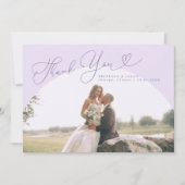 Lilac Arch Wedding Danke, Script Dankeskarte (Vorderseite)