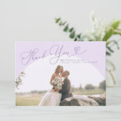 Lilac Arch Wedding Danke, Script Dankeskarte (Stehend Vorderseite)