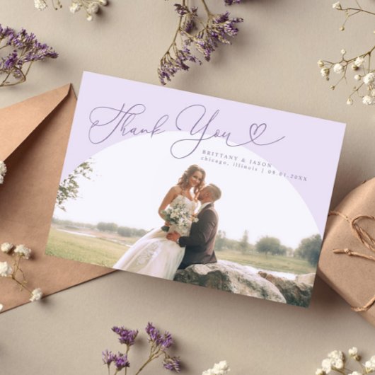 Lilac Arch Wedding Danke, Script Dankeskarte