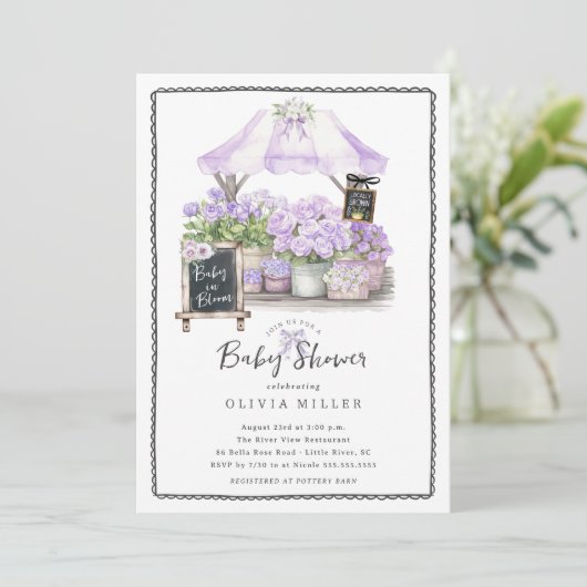 Lilac Baby Bloom Dusche Einladung (Stehend Vorderseite)