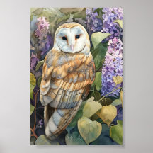 Lilac Barn Owl Print & Download