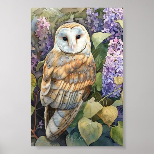 Lilac Barn Owl Print & Download Poster (Vorne)