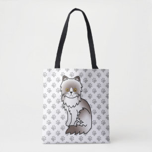 Lilac Bi Colour Persischer Cartoon Cat & Paws Tasche