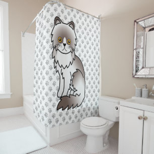 Lilac Bi Colour Persischer Niedlicher Cartoon Cat  Duschvorhang