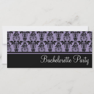 Lilac & Black Damask Junggeselinnen-Abschied Einladung
