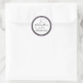 Lilac Black Monogram G Wedding Vielen Dank Runder Aufkleber (Tasche)