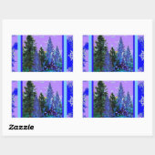LILAC-BLAUE WALDLANDSCHAFT & SNOWFLAKES ART RECHTECKIGER AUFKLEBER (Blatt)