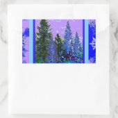 LILAC-BLAUE WALDLANDSCHAFT & SNOWFLAKES ART RECHTECKIGER AUFKLEBER (Tasche)