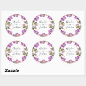 Lilac Blooms | Botanische Hochzeitsticker Runder Aufkleber (Blatt)