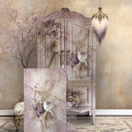 Lilac Blooms Dove & Romantic Rustic Floral Seidenpapier