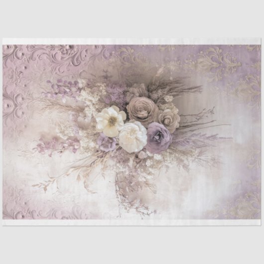 Lilac Blooms Rustikale Romance Floral Bouquet Seidenpapier (Vorderseite)