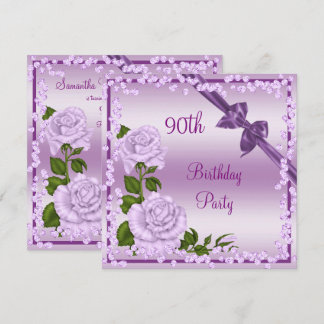 Lilac Blossom, Bows & Diamonds 90. Geburtstag Einladung