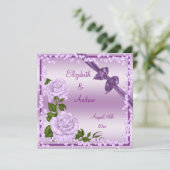 Lilac Blossom, Bows & Diamonds Wedding Einladung (Stehend Vorderseite)