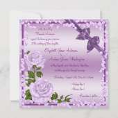 Lilac Blossom, Bows & Diamonds Wedding Einladung (Rückseite)