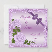 Lilac Blossom, Bows & Diamonds Wedding Einladung (Vorderseite)