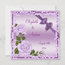 Lilac Blossom, Bows & Diamonds Wedding Einladung