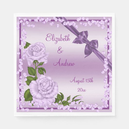 Lilac Blossom, Bows & Diamonds Wedding Serviette (Vorderseite)