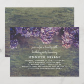 Lilac Blossoms Rustic Wood Spring Birthday Party Einladung (Vorne/Hinten)