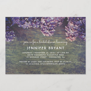 Lilac Blossoms Rustic Wood Spring Brautparty Einladung