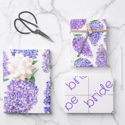 Lilac Blossoms Spring Brautparty Geschenkpapier Set (Vorderseite)