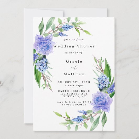 Lilac Blue Hyacinth Tulip Polterabend Invites (Vorderseite)