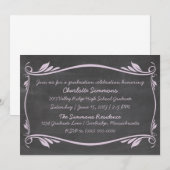 Lilac Blühte Chalkboard Abschluss Einladung (Vorne/Hinten)