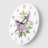 Lilac Blume & Bird Botanical Illustration Wall Große Wanduhr (Winkel)