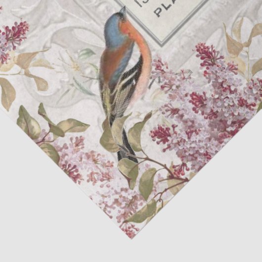 Lilac Blume Bird Verzierte Frame Decoupage Seidenpapier (Detail)