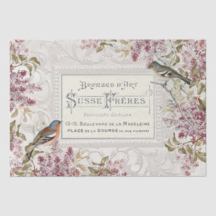 Lilac Blume Bird Verzierte Frame Decoupage Seidenpapier