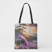 Lilac Blume Bloom on Hill bei Sonnenuntergang Glüh Tasche (Vorderseite)