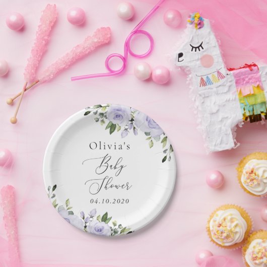 Lilac-Blume, Boho, Babydusche Pappteller (Party)