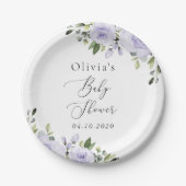 Lilac-Blume, Boho, Babydusche Pappteller (Vorderseite)