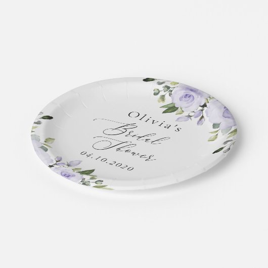 Lilac-Blume, Boho, Brautparty Pappteller (Schrägansicht)