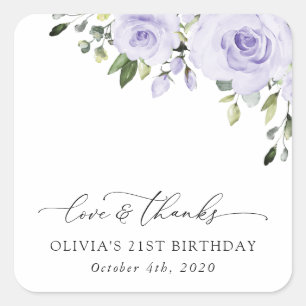 Lilac-Blume, Boho, Geburtstag Quadratischer Aufkleber
